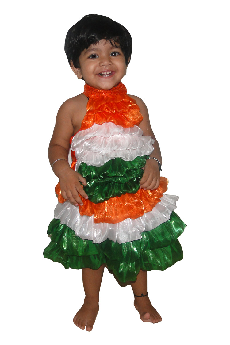 tri colour dress for baby girl